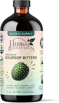 Soursop Bitters Liquid 32 Ounces - 64 Servings - 20 Herb Formula with Soursop, Moringa, Sea Moss, Turmeric, Ginger & Cayenne | Gut Health, Natural Cleanse & Daily Wellness | Vegan & Organic