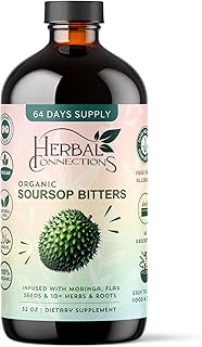 Soursop Bitters Liquid 32 Ounces - 64 Servings - 20 Herb Formula with Soursop, Moringa, Sea Moss, Turmeric, Ginger & Cayenne | Gut Health, Natural Cleanse & Daily Wellness | Vegan & Organic