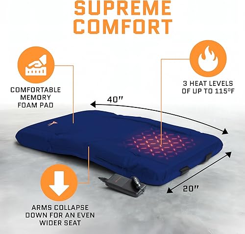 Miniatura 2 de Asientos de estadio con calefacción para gradas con respaldo  Batería USB incluida  3 niveles de calor mejorados  Silla plegable  4 bolsillos para