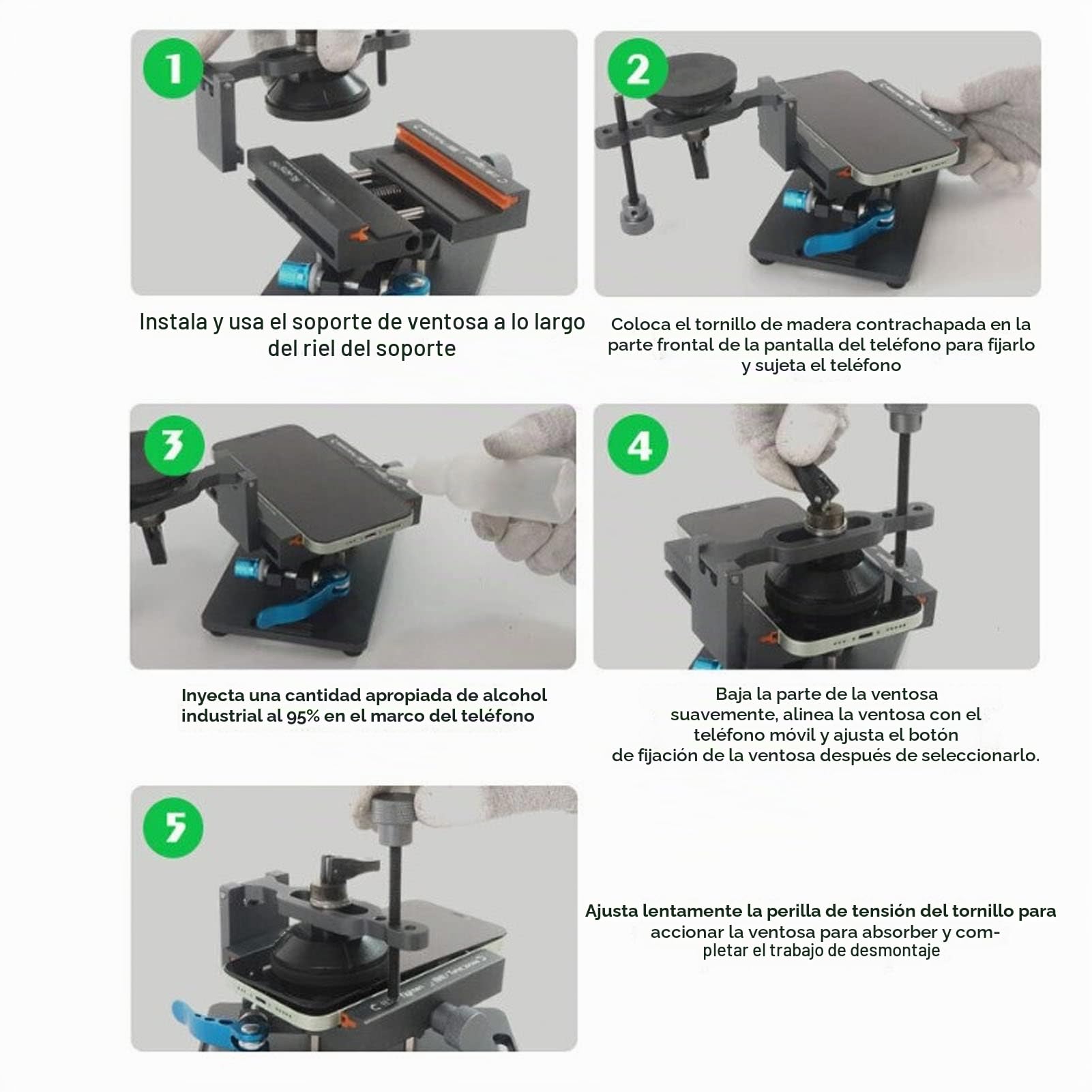 Máquina Separadora de Pantalla LCD, Herramienta de Apertura de Pantalla de Teléfono Giratoria de 360° con Ventosa, Herramienta de Extracción de Cubierta Trasera de Separador de Pantalla de Teléfono