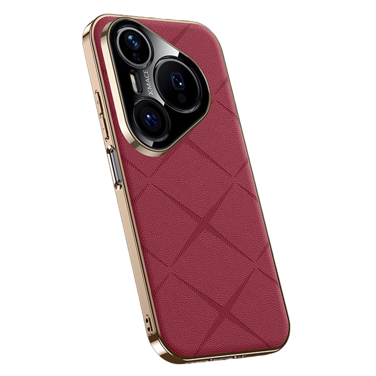 MFAOSHI Slim Case for Huawei Pura 90 Pro Max/90 Pro/90, Stylish Business Electroplated Leather Cover All-inclusive Lens Protection Case,Red,90