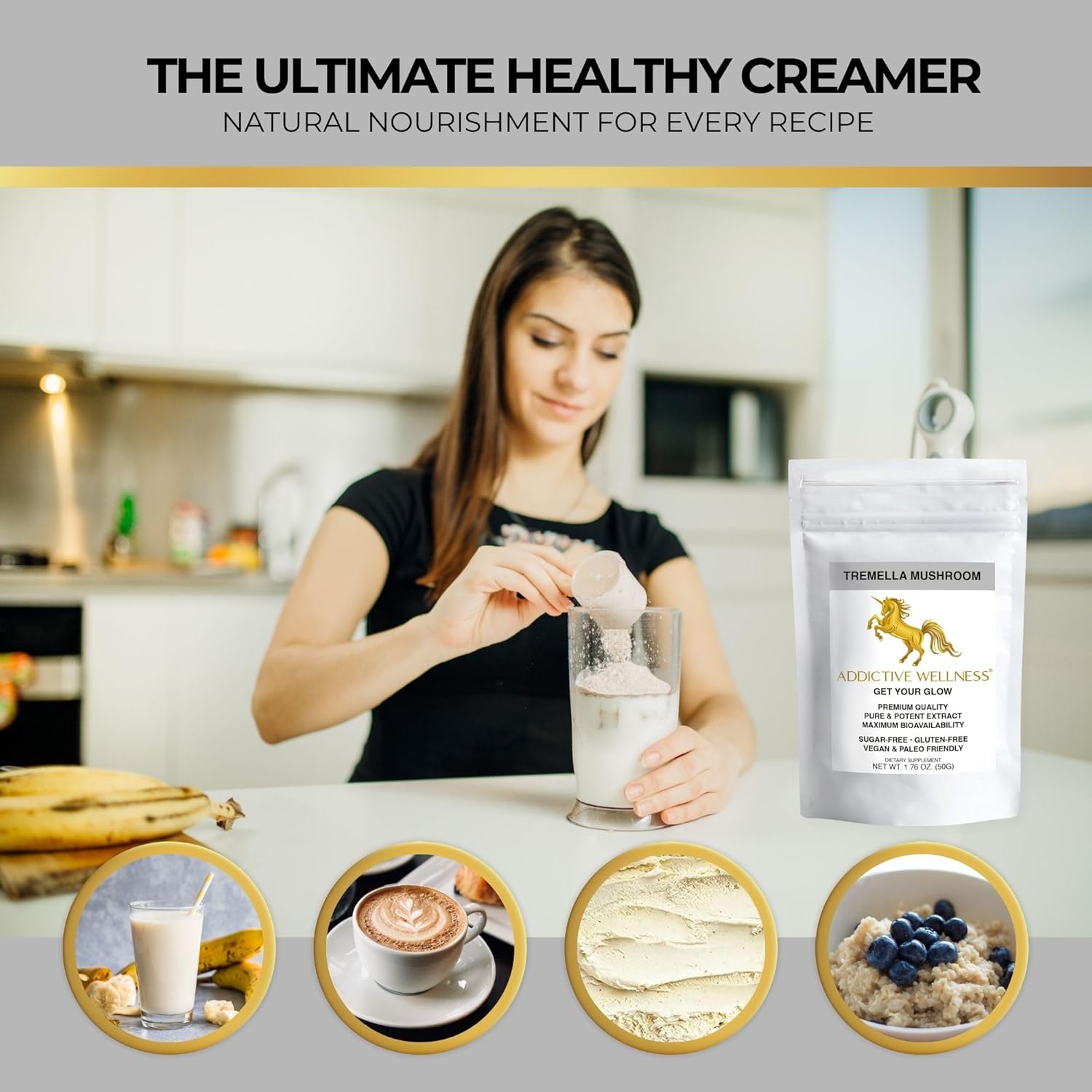 Addictive Wellness Tremella Mushroom Extract Powder Wood Grown Pure & Potent (50 Grams) - Image 4