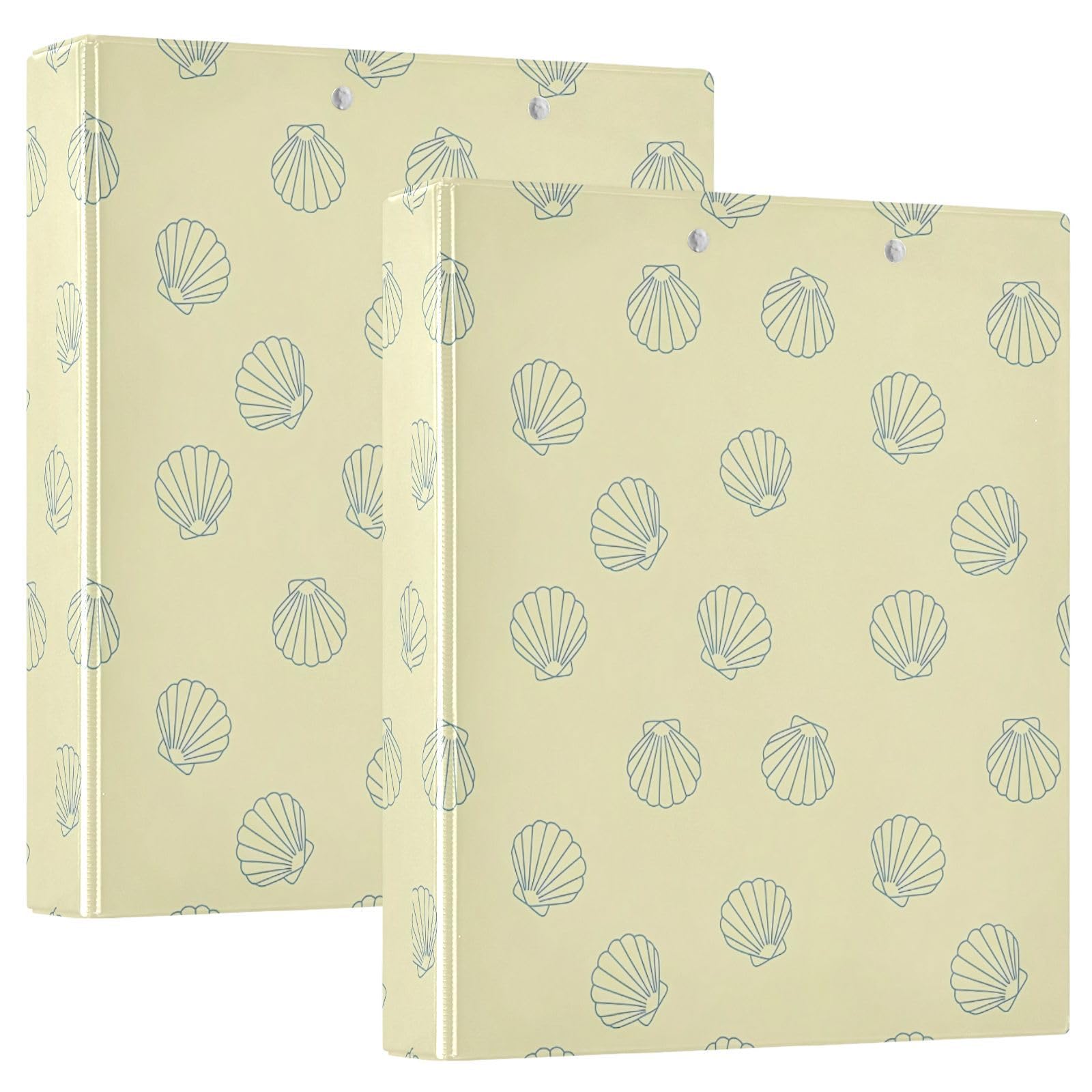Line-Art - Raccoglitori a 3 anelli, 3,8 cm, motivo conchiglie decorative, con clip in metallo, formato A4, organizer per casa e ufficio, confezione da 2