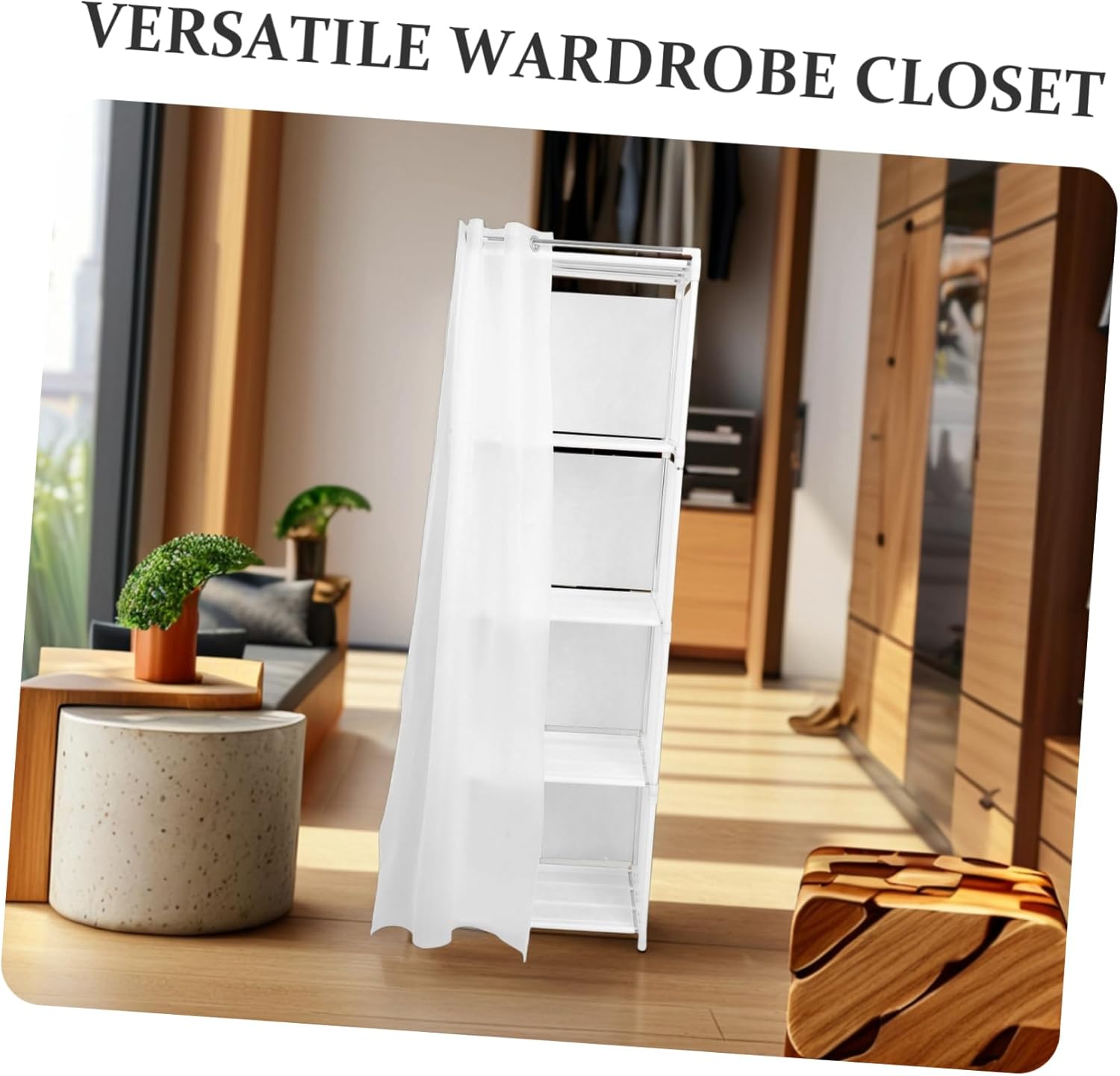 IMIKEYA Multi-Layer Mini Closet Organizer with Shelves Freestanding White Storage Cabinet for Clothes Laundry Room Bedroom or Bathroom Use