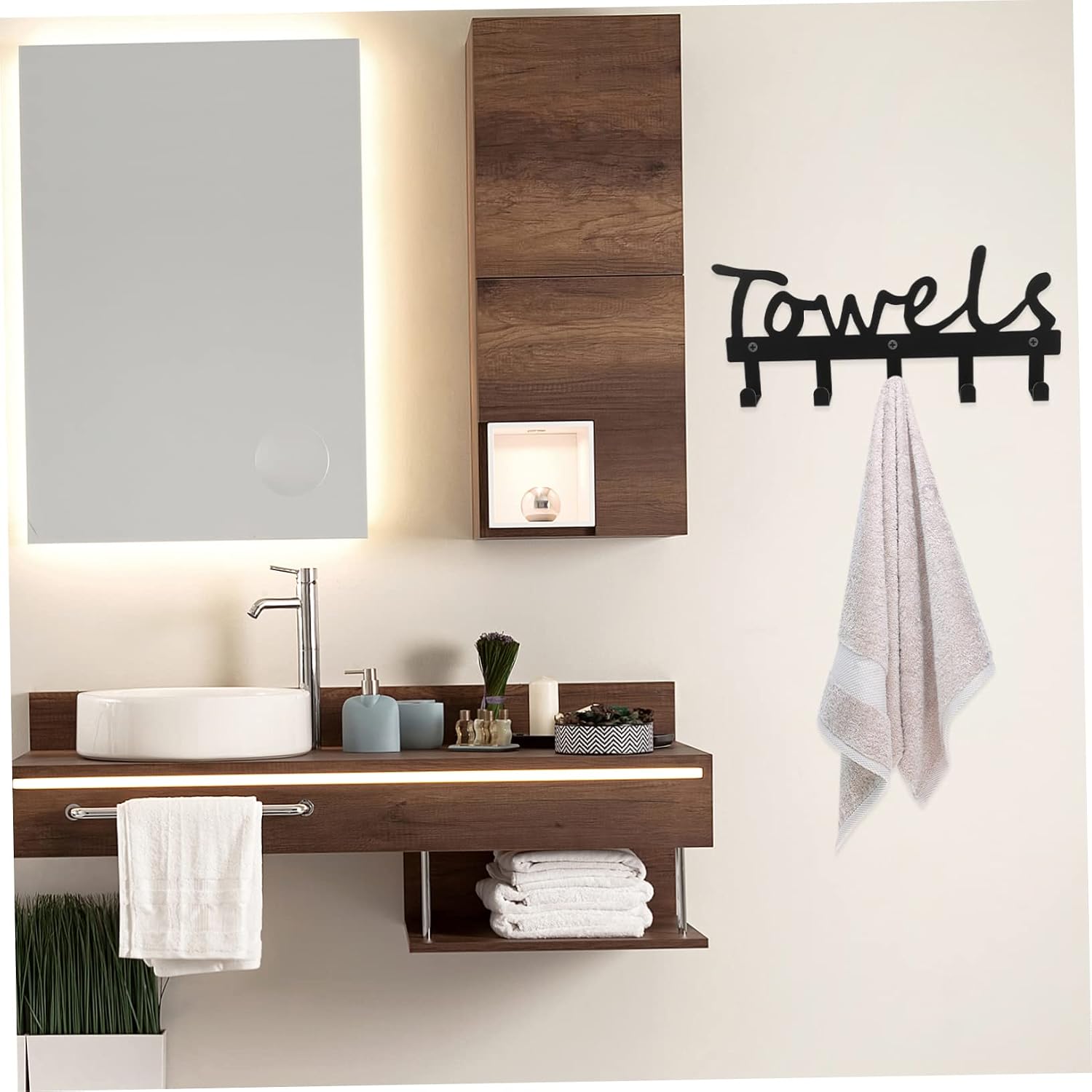 1pc Black Towel Holder for Bathroom Wall Vintage Hook Wall Mounted Towel Rack Iron Decorative Hook Multifunctional Bathroom Rack