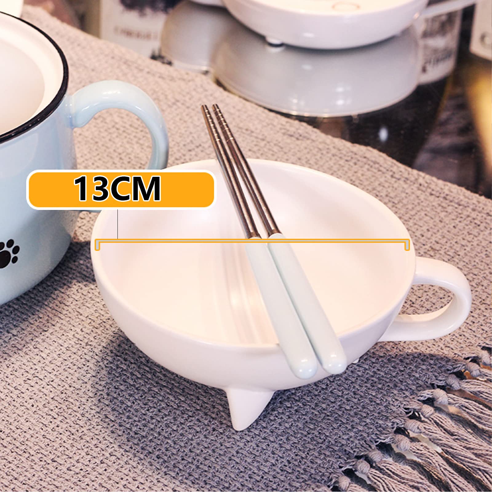 DYOUen Cuenco para ramen con asa y tapa, gris, 15 x 15 x 9 cm