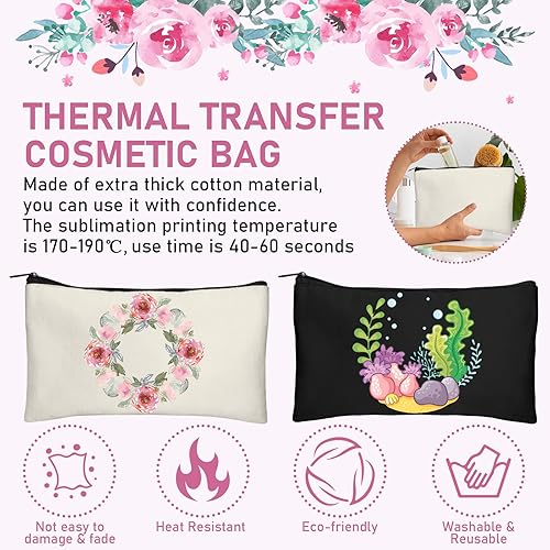 Miniatura 3 de Legigo Bolsa de Lona en Blanco con Cremallera Estuche Bolsas de Maquillaje a Granel - Estuche de Lona Multiusos para Lápices con Cremallera