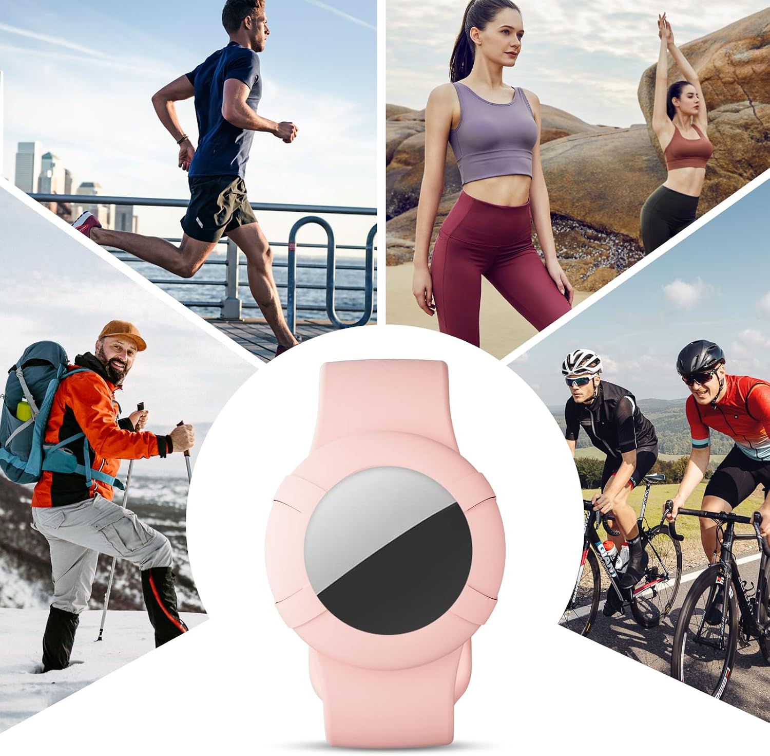 2 Pack AirTag Bracelet for Adults, Women/Kids, Soft Silicone Airtag Adults Wristband, Anti-Lost Holder Watch Band Compatible with Apple Air Tag
