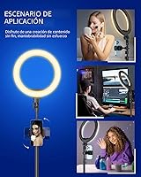 Vista 4 de Kaiess - Anillo de luz para selfie de 10.2 pulgadas con soporte de trípode ajustable de 65 pulgadas y soporte para teléfono para transmisión
