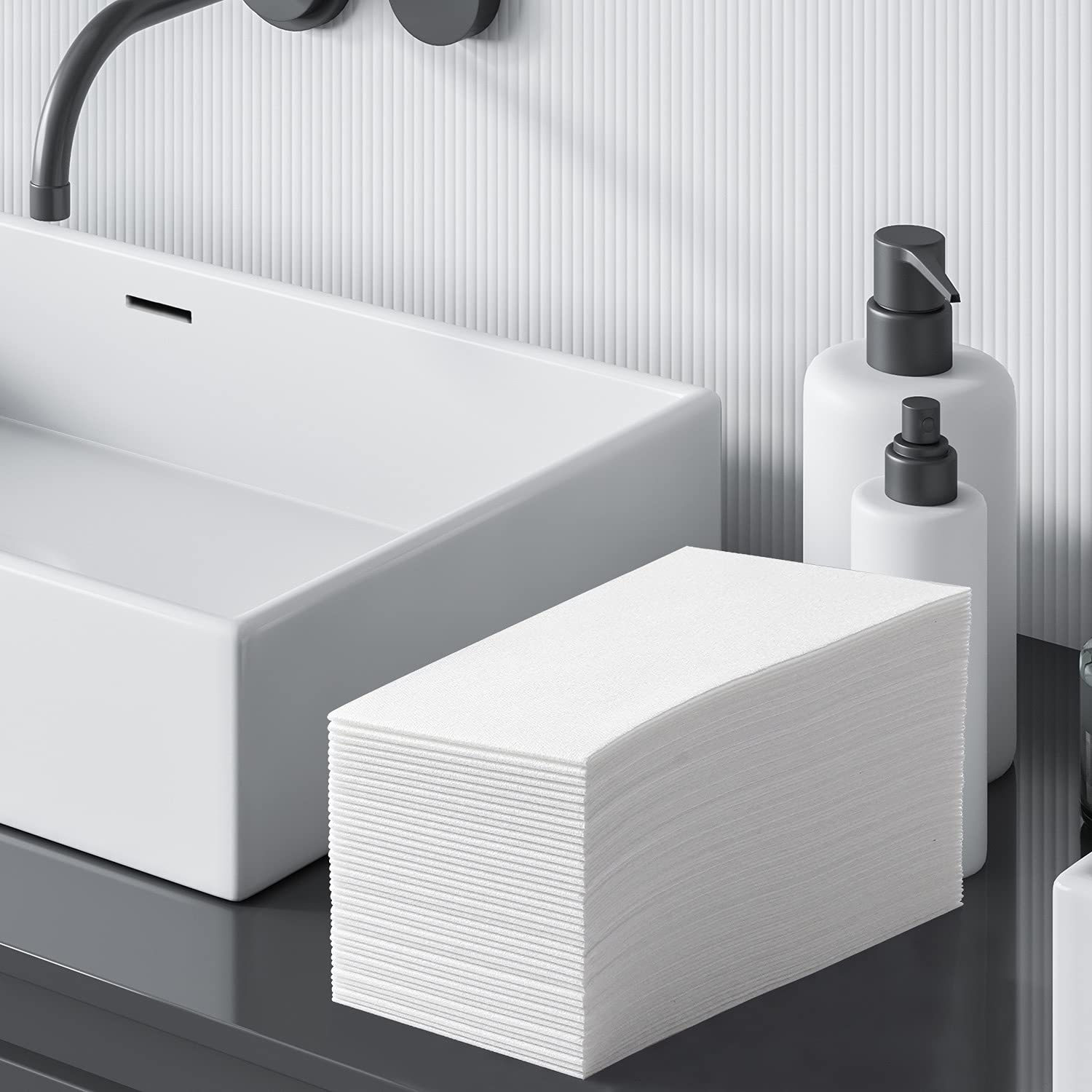 MORGIANA 200 Paquetes Toallas Desechables para Invitados 43 * 30CM Servilletas de Papel de Lino Duraderas Absorbentes Servilletas Blancas para Baño Bodas Fiesta Navidad