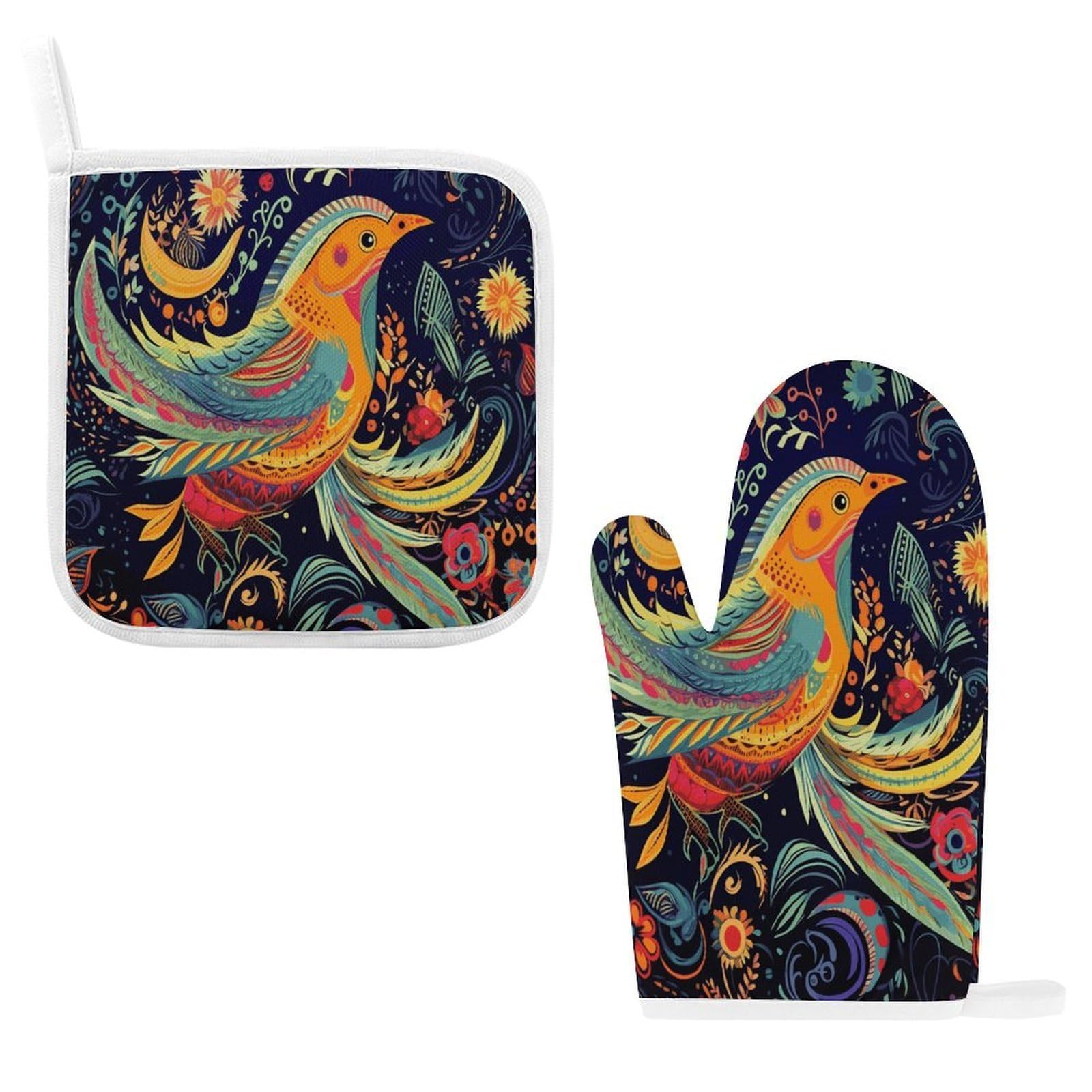 Fodpand Style Ethnic Birds Oven Mitts And Pot Holders Sets