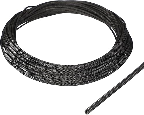 uxcell Protector de Cable Aislante, 1mm/0.04 Pulgadas - 10m/33 Pies Manga de Fibra de Vidrio de Alta Temperatura Negra