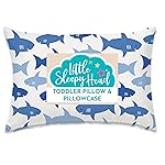 Little Sleepy Head Toddler Pillow with Pillowcase 13x18 - Kids Pillow for Sleeping - Better Neck Support Ergonomic Pillow and Toddler Pillowcase - Best Pillows for Kidss (Fintastic Friends)