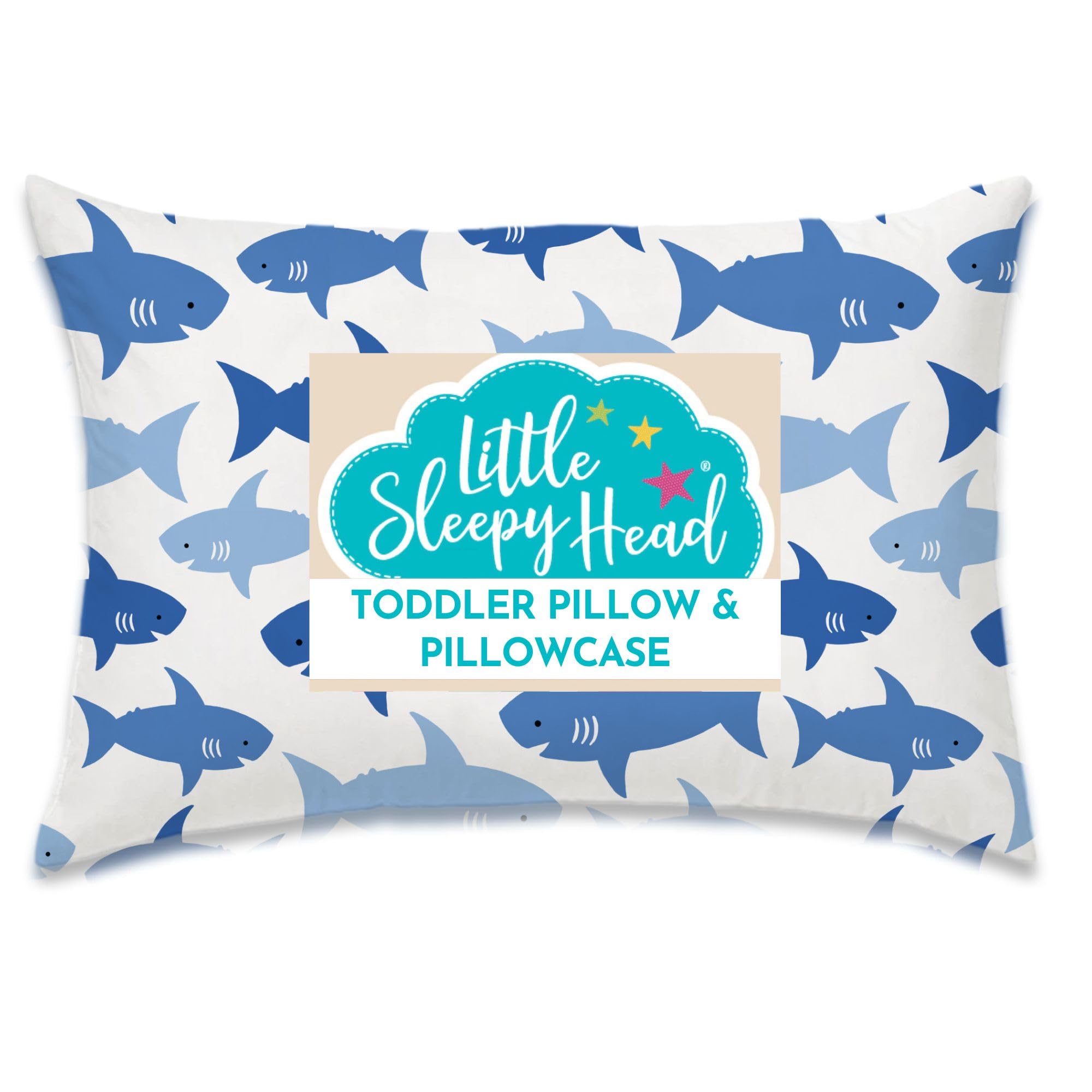 Little Sleepy Head Toddler Pillow with Pillowcase 13x18 - Kids Pillow for Sleeping - Better Neck Support Ergonomic Pillow and Toddler Pillowcase -