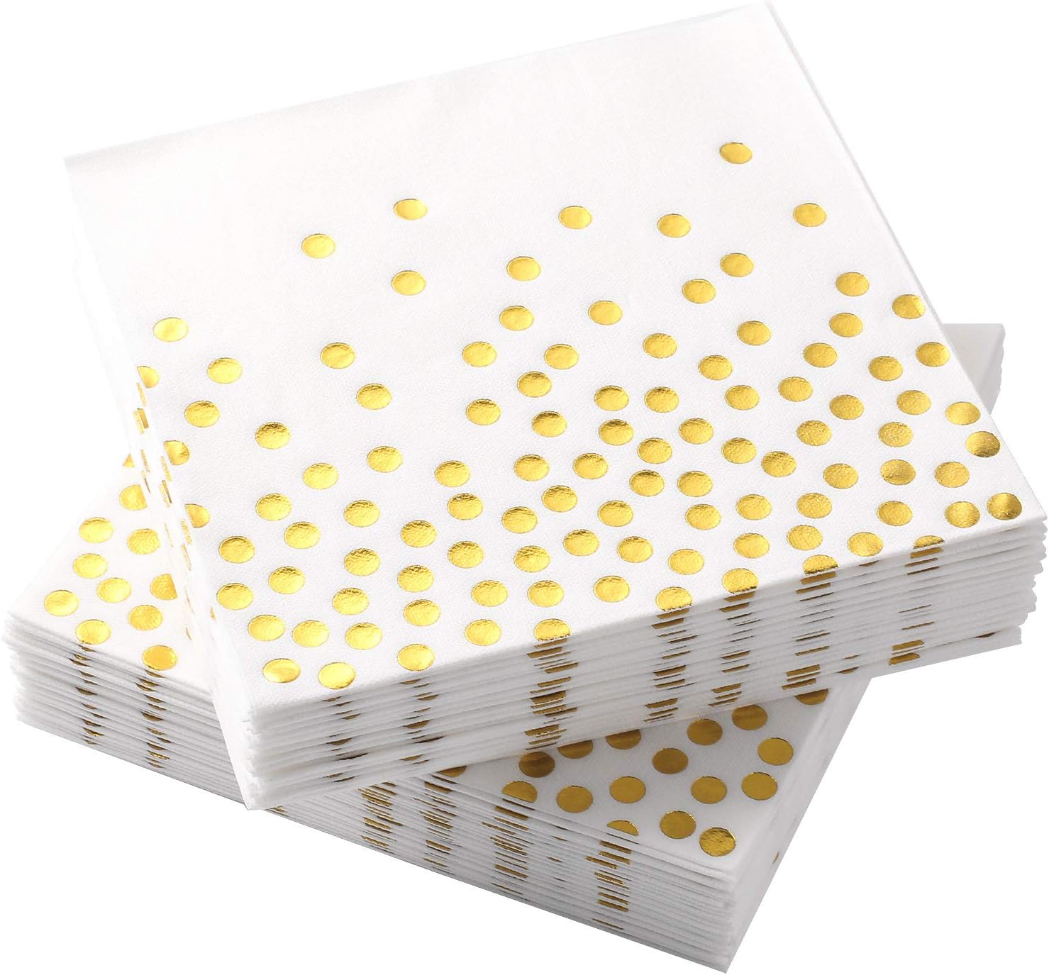 MORGIANA 50PCS 40 * 40CM White and Gold Napkins, Gold Napkins Disposable, Gol...