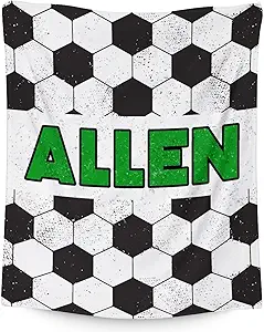 Mercuryelf Custom Soccer Blanket Gifts, 40"x50" Personalized Football Throw Blankets for Boys Kids, Cozy Lightweight Fleece Plush for Sofa Bed Room Decor
