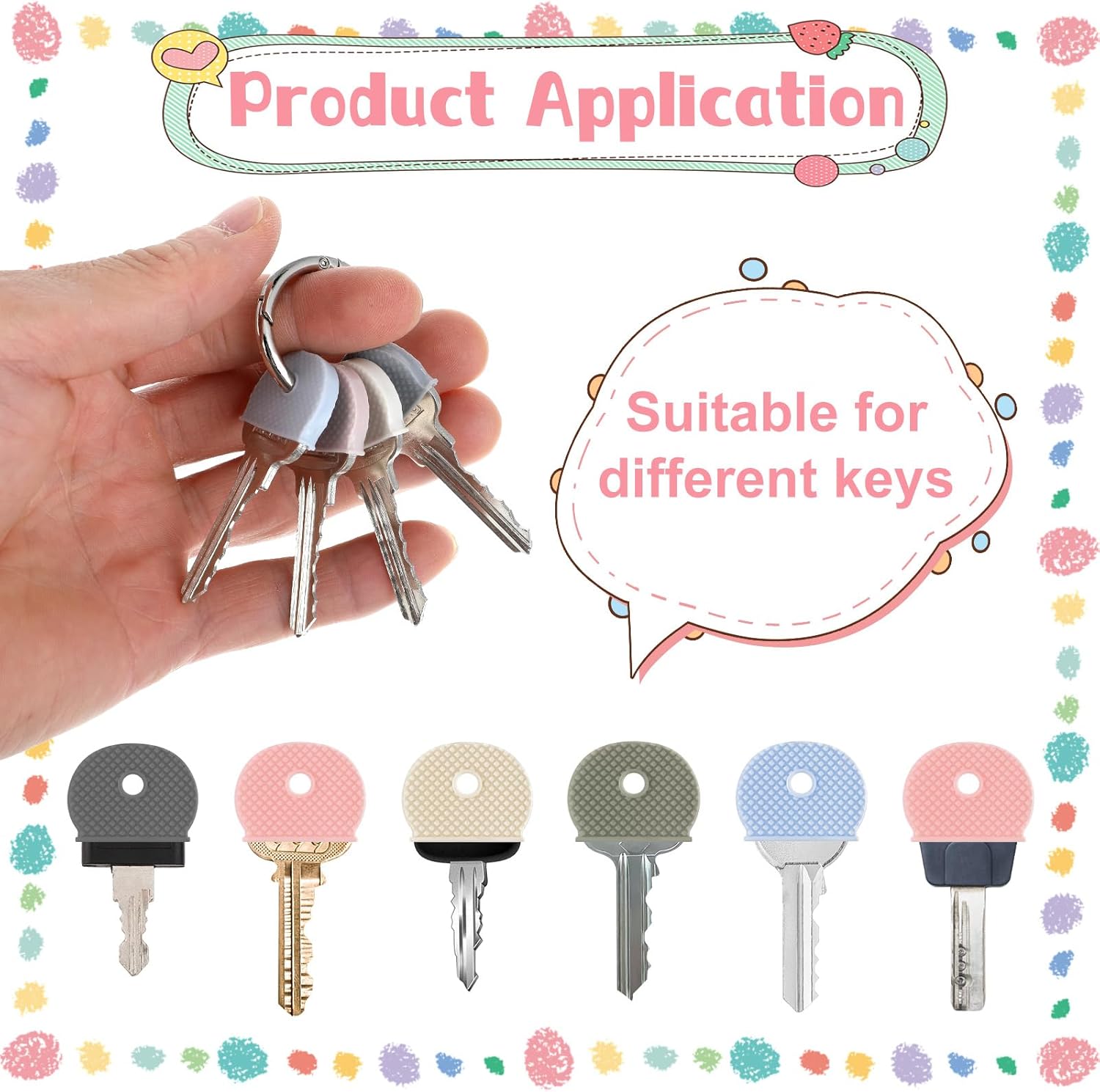 25 Pcs Flat Key Identifiers Covers, Colored Key Covers House Keys Cover Keys Toppers Keyes Cap Labels Tags Organizer Keycaps for House Car Fits Most Keyes (Colored)