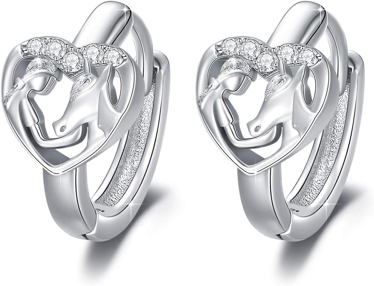 MEDWISEHypoallergenic Silver Lucky Horse Stud Earrings for Girls Women 925 Sterling Silver Horse Gifts for Horse Lovers Jewelry