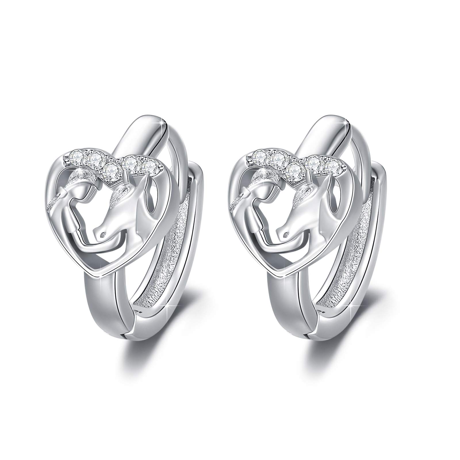 MEDWISEHypoallergenic Silver Lucky Horse Stud Earrings for Girls Women 925 Sterling Silver Horse Gifts for Horse Lovers Jewelry