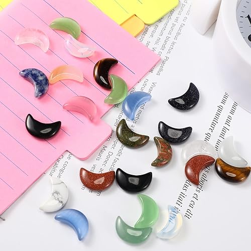 Miniatura 7 de 24 piedras preciosas en forma de luna creciente a granel de 0.7 pulgadas en forma de luna, piedras preciosas de cristal de preocupación a granel,