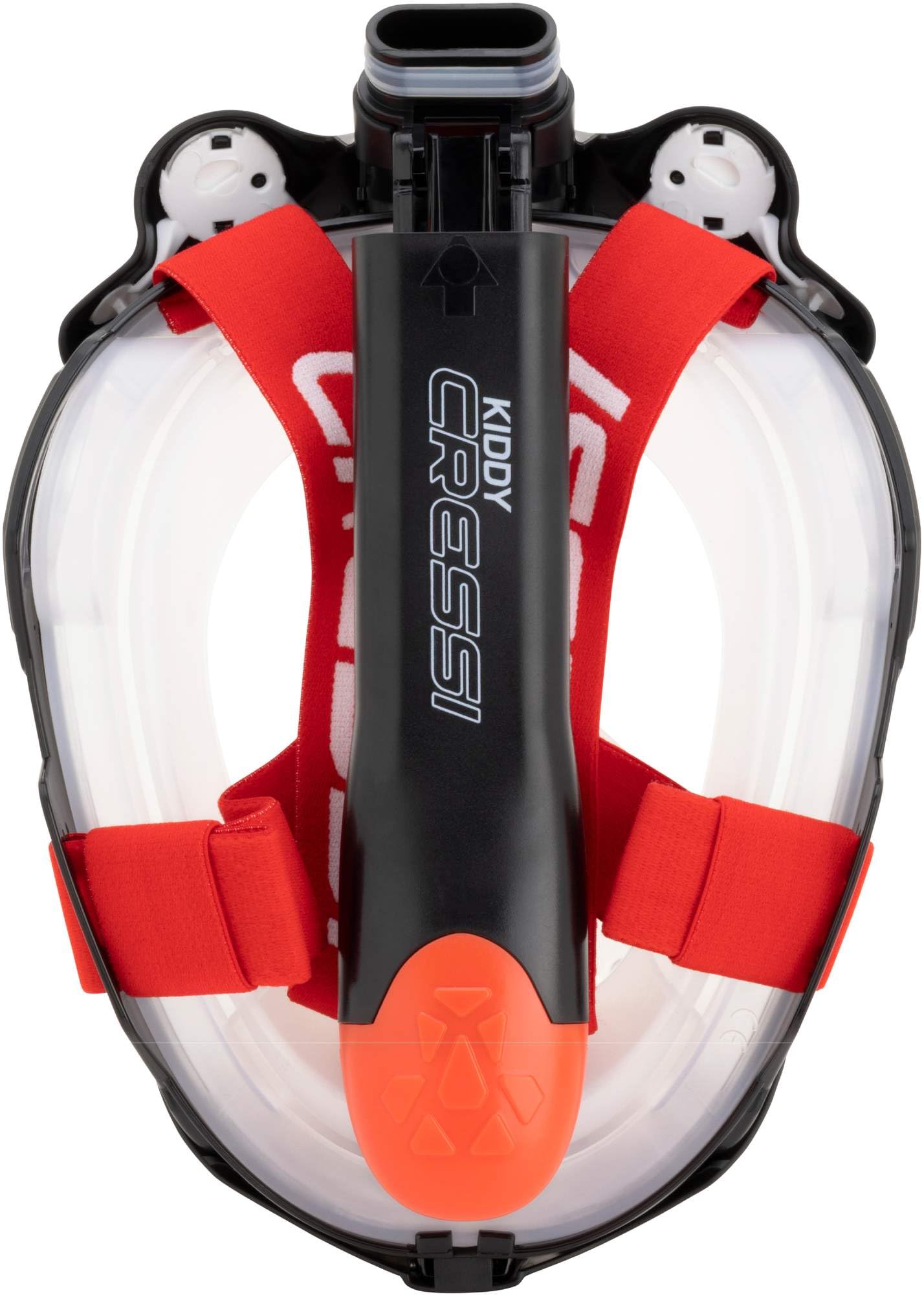 CRESSI Kiddy Kids Full Face Mask Black/Clear/Red - Full Face Mask - CO2 Safe - Designed Specifically for Children, Anti Fog, Exhalation Valve and Dry Snorkel