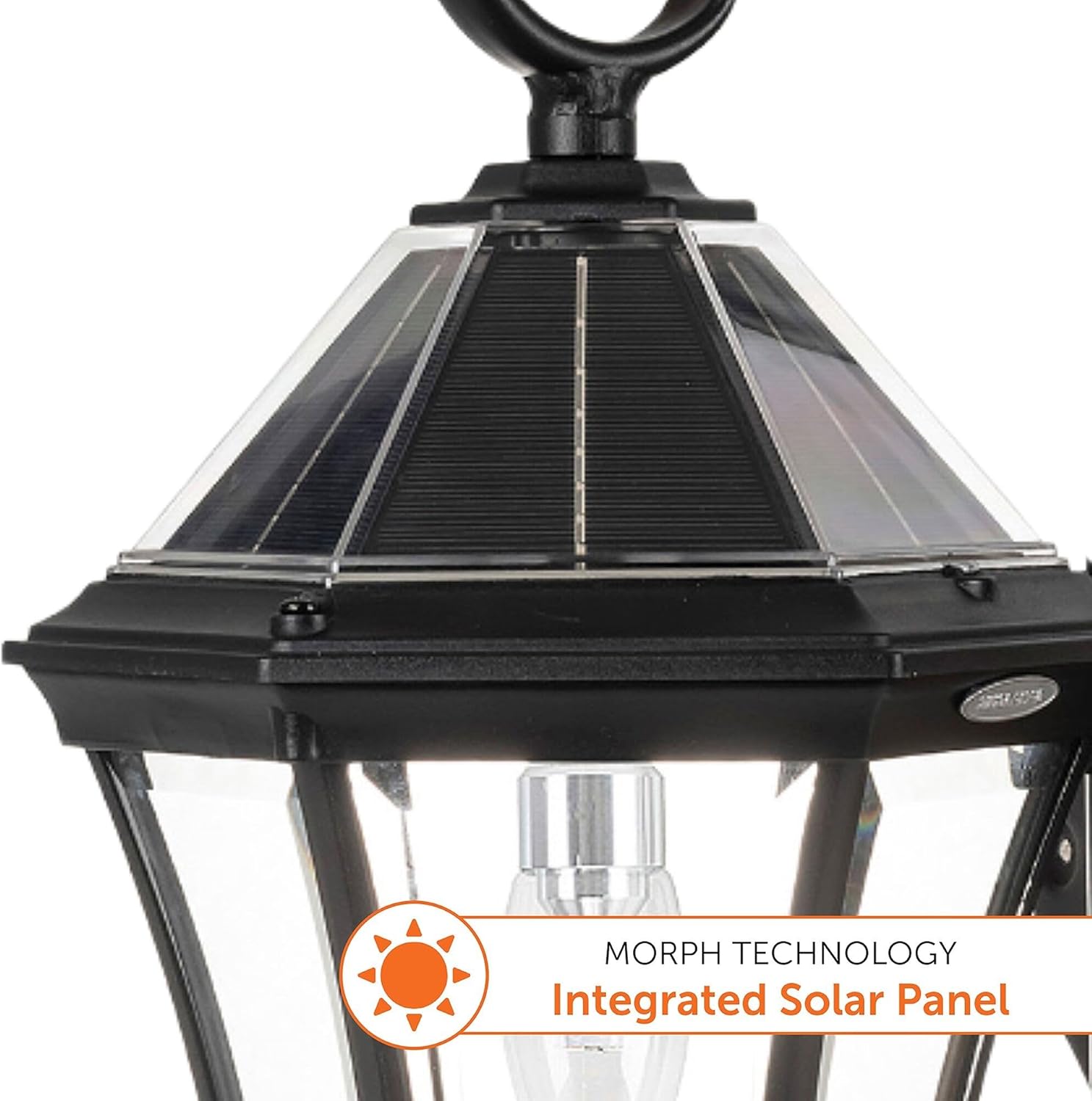 Gama Sonic Victorian Outdoor Solar Post Light, Double Hung Lamps, Cast Aluminum Durable, Solar Morph Technology, Black (94BM500D2)