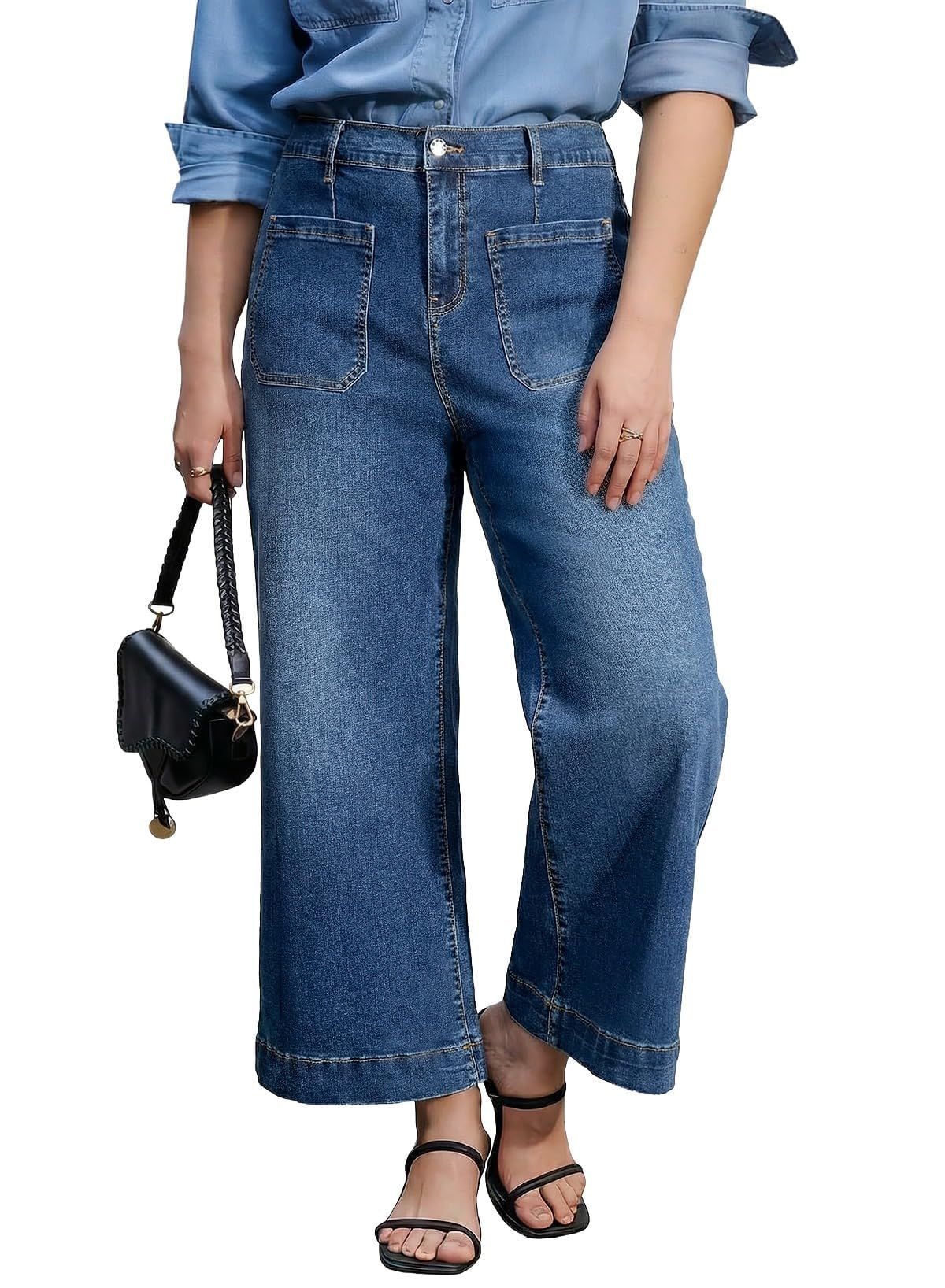 Eytino Curvy High Rise Wide Leg Jeans