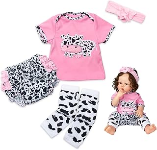 Reborn Baby Dolls Clothes Pink Dairy Cow Outfits for 20