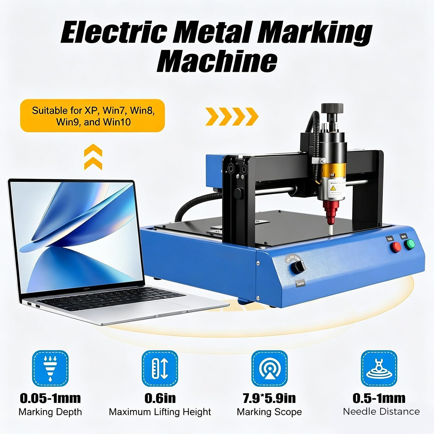 Elektrische Markierungsmaschine, 400 W Dot Peen Gravierer für Metall, markiert Seriennummern, Datum und Zeichen, kompatibel mit Windows XP, 7, 8, 10, 300 x 200 mm Bereich