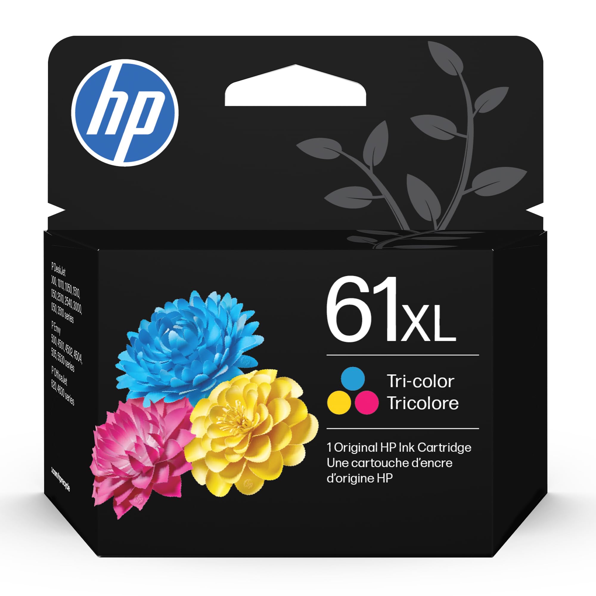 HP 61XL Tri-color High-yield Ink Cartridge | Works with Printer Series: DeskJet 1000, 1510, 2050, 2510, 2540, 3000, 3050, 3510; ENVY 4500, 5530; OfficeJet 2620, 4630 | Instant Ink Eligible | CH564WN