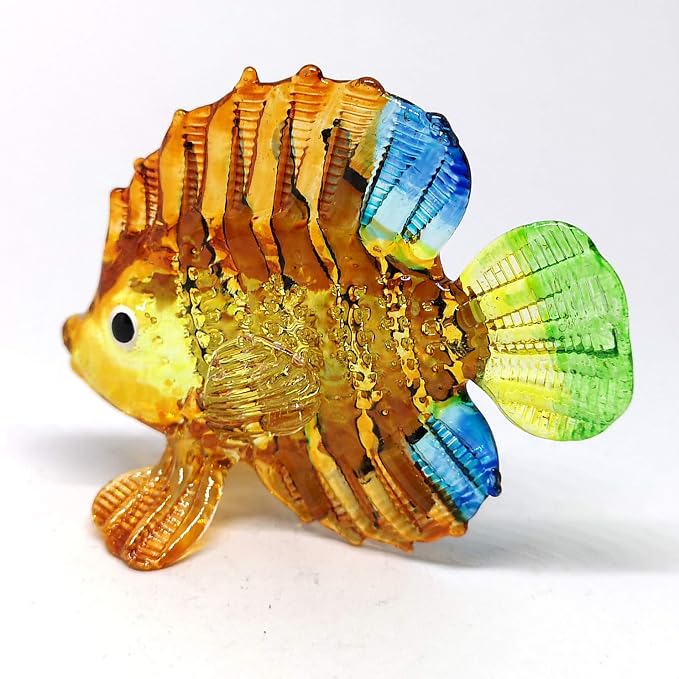 Figurita de cristal soplado en miniatura pez marino miniatura 5