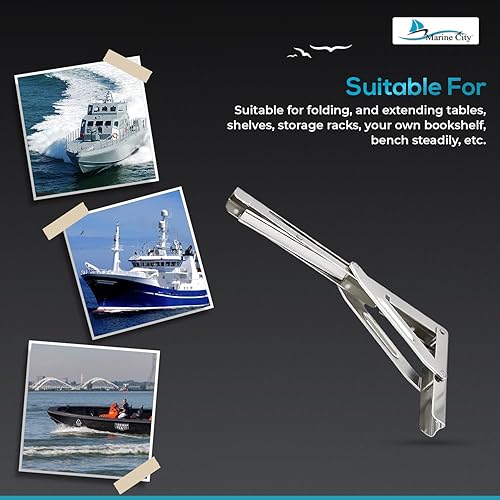 Miniatura 6 de MARINE CITY Soporte de estante plegable, acero inoxidable de grado 304, resistente a la corrosión, a prueba de óxido, carga máxima de 551 libras,