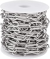 PHPandaHall 5M 304 Stainless Steel Paperclip Chains 17x7.4x1.6mm Unwelded Links on Spool - Rustproof for DIY Jewelry Necklaces