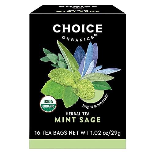 Choice Organic Teas Té de salvia de menta - Té de hierbas orgánicas - 16 bolsas de té (paquete de 1)