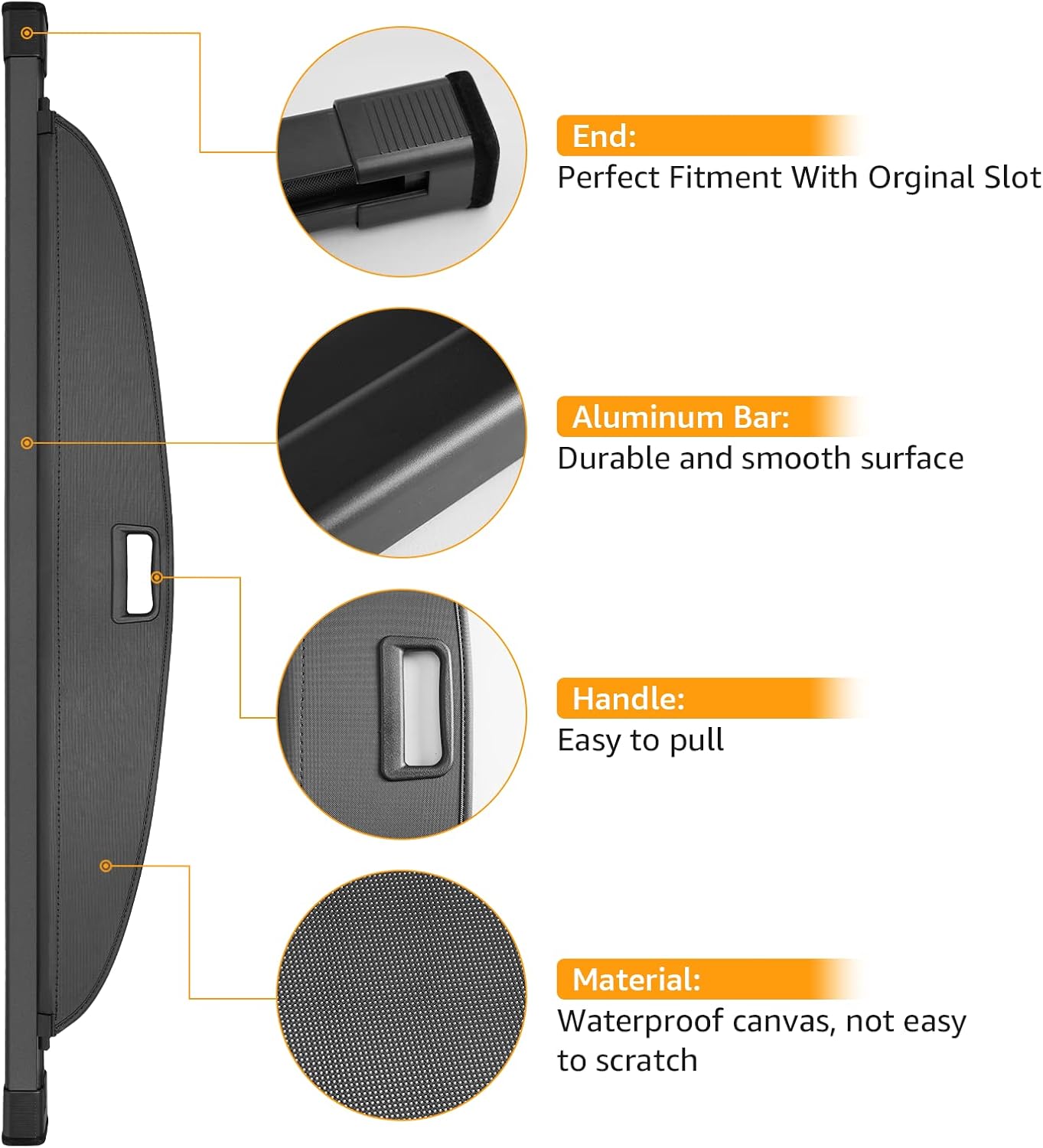 DiffCar® Cargo Cover for Hyundai Tucson 2026 2025 2024 2023 2022 (Gas & Hybrid), Security Shade Shield Retractable Black Trunk Cover Shade for Hyundai Tucson 2022-2026 Car Accessories image 4 of 6 B0B3XHRX49