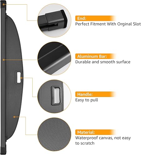 Miniatura 4 de DiffCar® Funda de carga para Hyundai Tucson 2025 2024 2023 2022 (Gas e híbrido), protector de seguridad retráctil negro para maletero para Hyundai