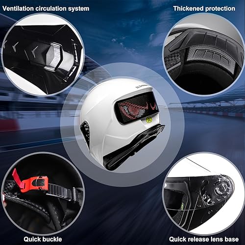 Miniatura 7 de Casco de Motocicleta - Casco Integral Aprobado por DOT (Control de Aplicación Inteligente), Casco de Motocicleta Compacto