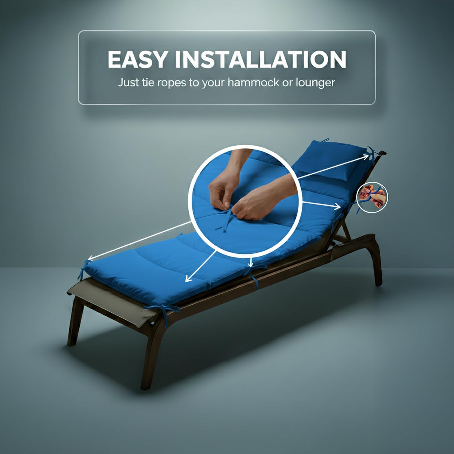 Weatherproof Replacement Cushion Pad and Umbrella for Hanging Lounge Chair Outdoor Chaise Hanging Hammock Chair - Long-Lasting, Fade-Resistant, Quick-Dry, Outdoor Lounge Replacement Set (Blue)