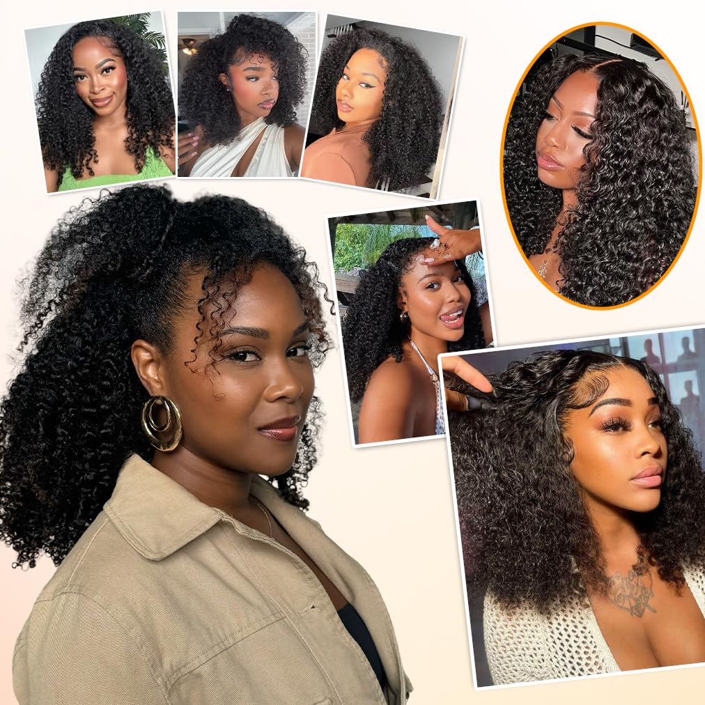 Kinky Curly Bundles Human Hair 14 16 18 Inch Human Hair Bundle 100% Unprocessed Brazilian Virgin Hair 3 Bundles for Black Women Weave Extensions Natural Black