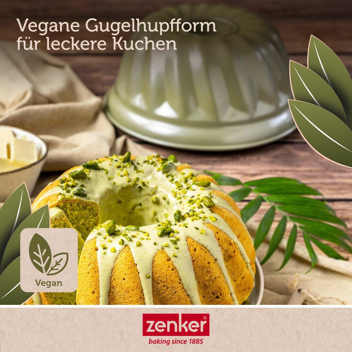 Zenker Guglhupf Backform – Hochwertige und stabile Backform in grün für leckeren Gugelhupf – Gugelhupfform mit veganer Antihaftbeschichtung