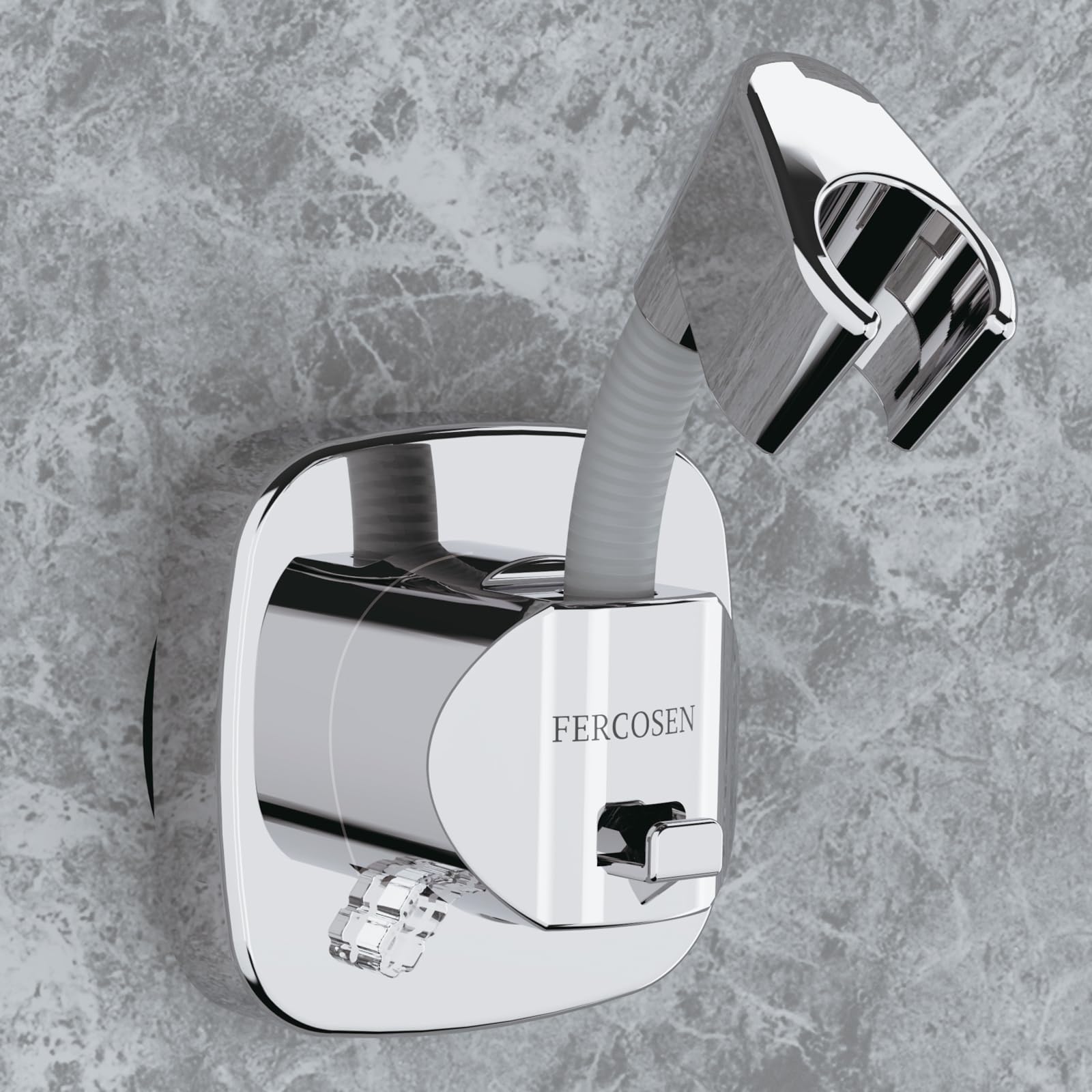 FERCOSEN 360° Drehbar Duschkopfhalterung mit Saugnapf | 10 kg Tragfähigkeit, Sekundenschnelle Montage | rutschfeste Rostfreie Duschbrause Halterung