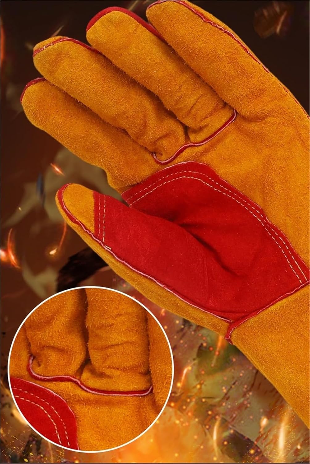 Welding Gear, Heat Resistant And Flame Retardant Long Sleeve Safety Work Gloves For Welding