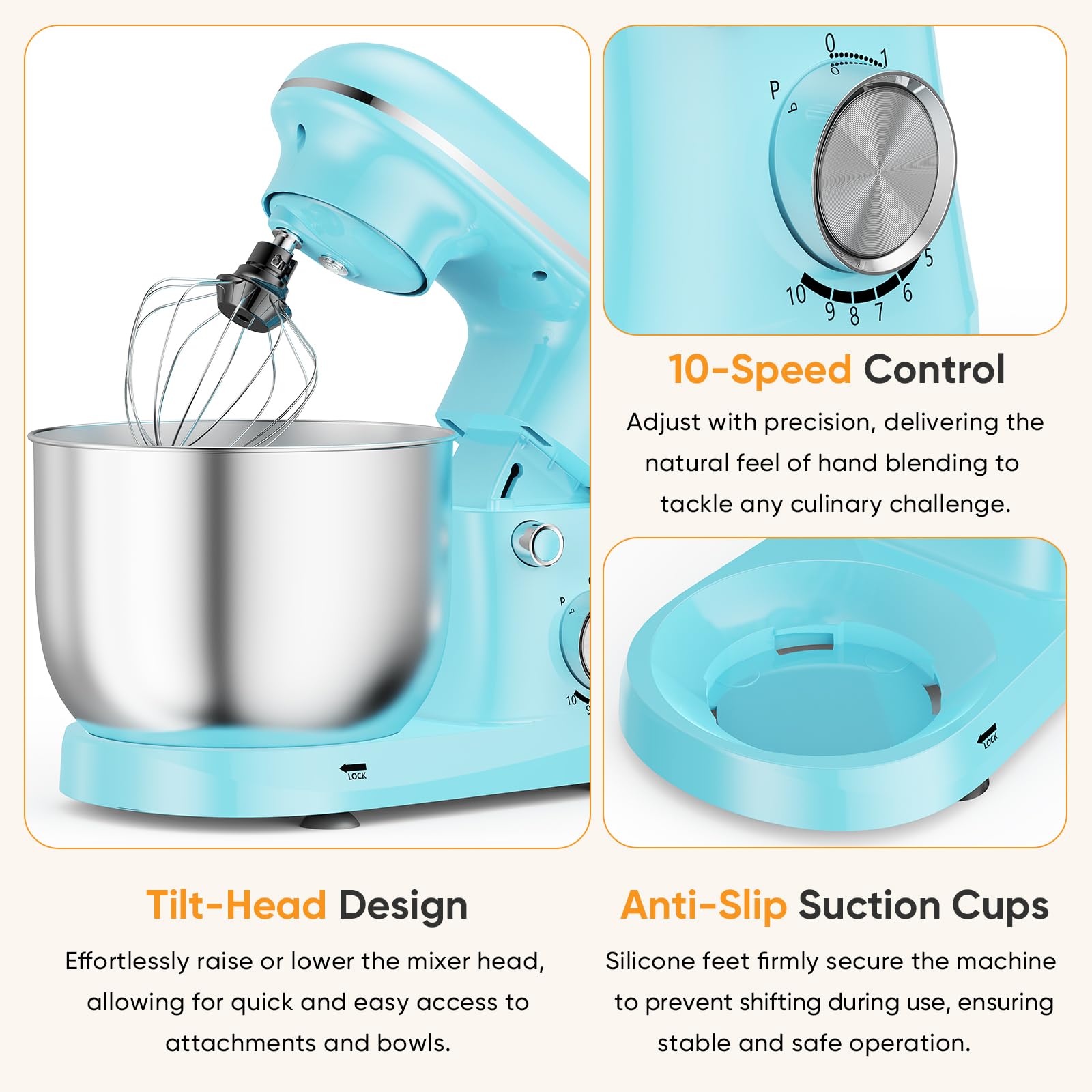 NEWBULIG Stand Mixer 6.3QT, Kitchen Electric Mixers Alternative view 4