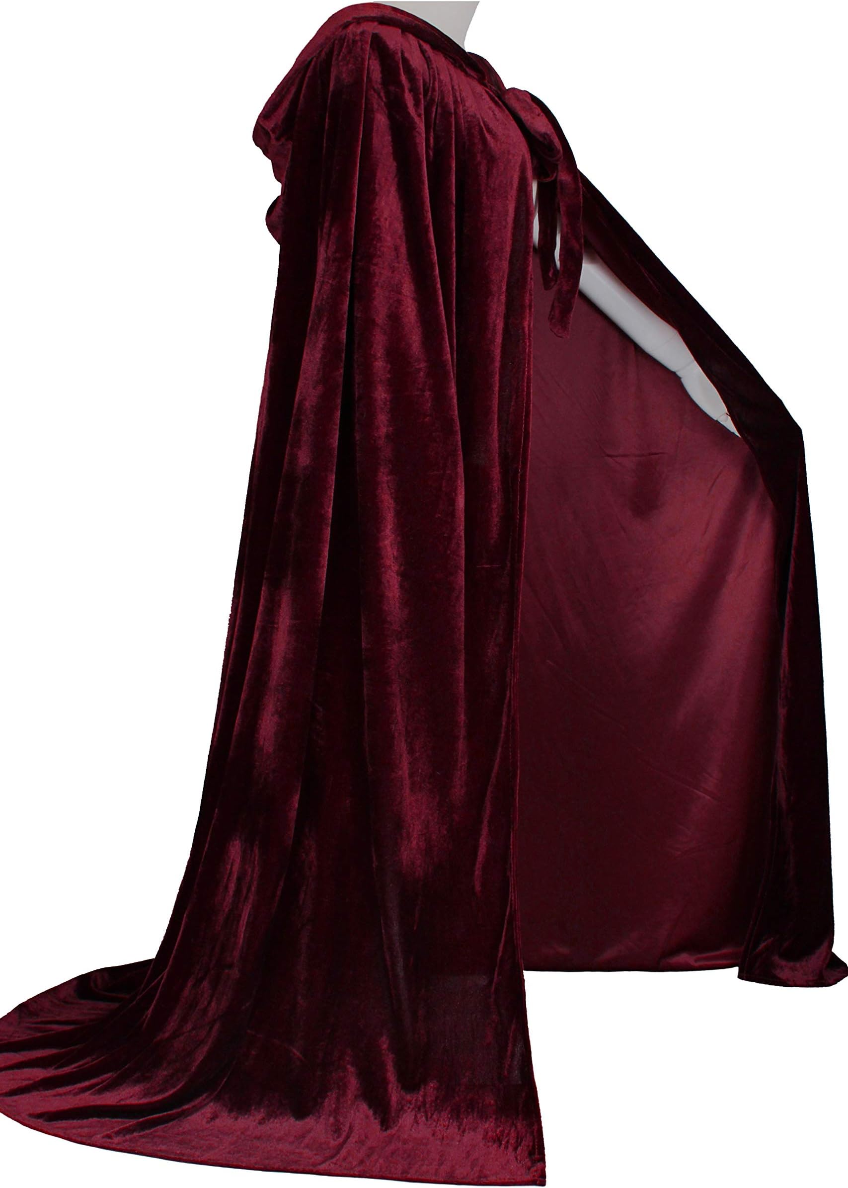 LuckyMjmyUnlined Velvet Medieval Renaissance Hooded Cloak Cape