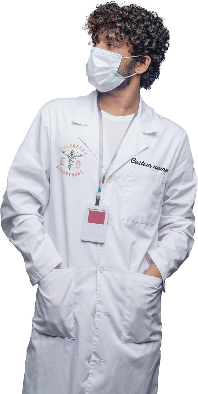 Custom Medical Laboratory Coat with Name & Icon, Personalized Lab Coat, White Lab Coat, Medical Gift for Men Women