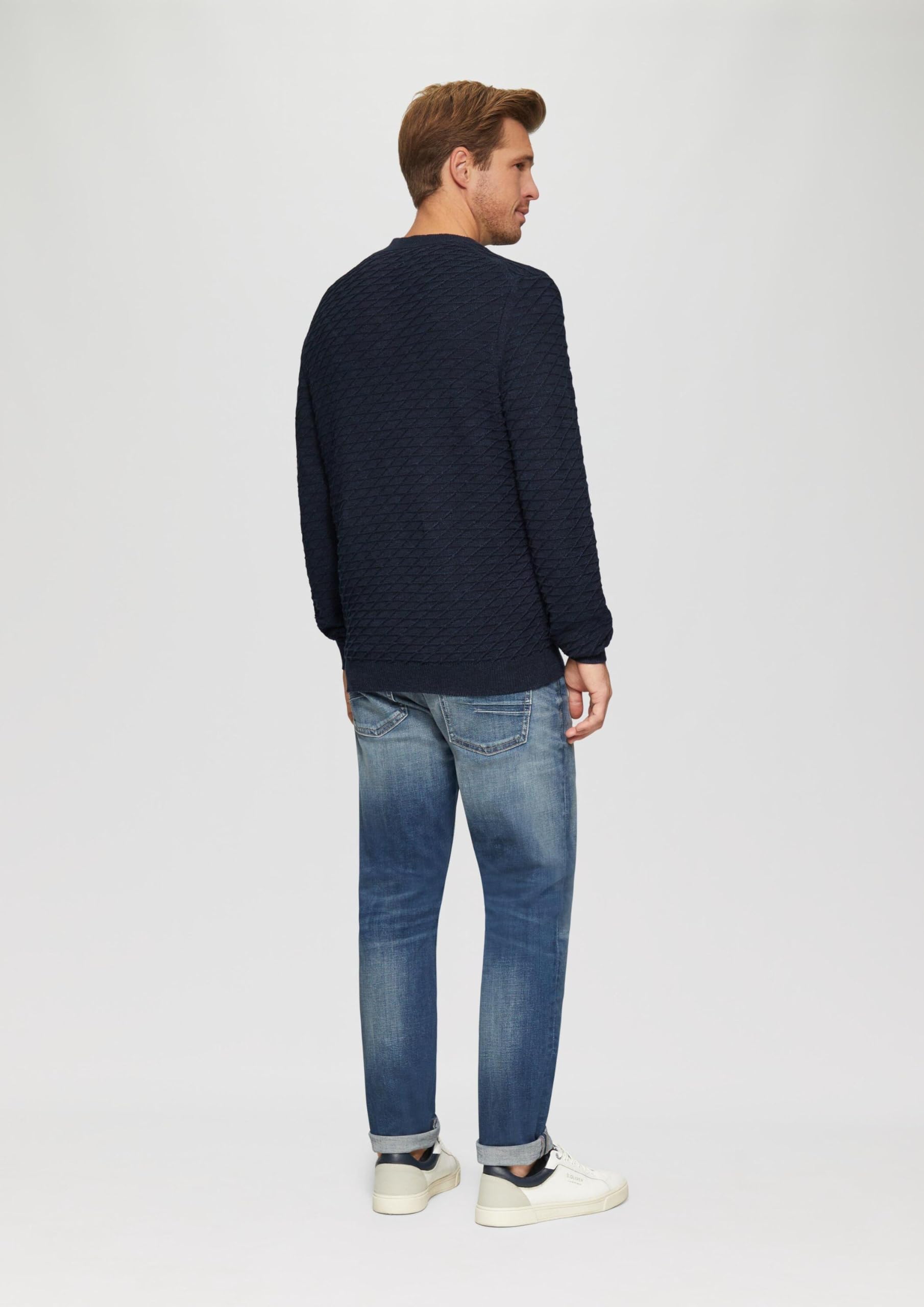 s.Oliver Strukturierter Pullover mit V-Ausschnitt