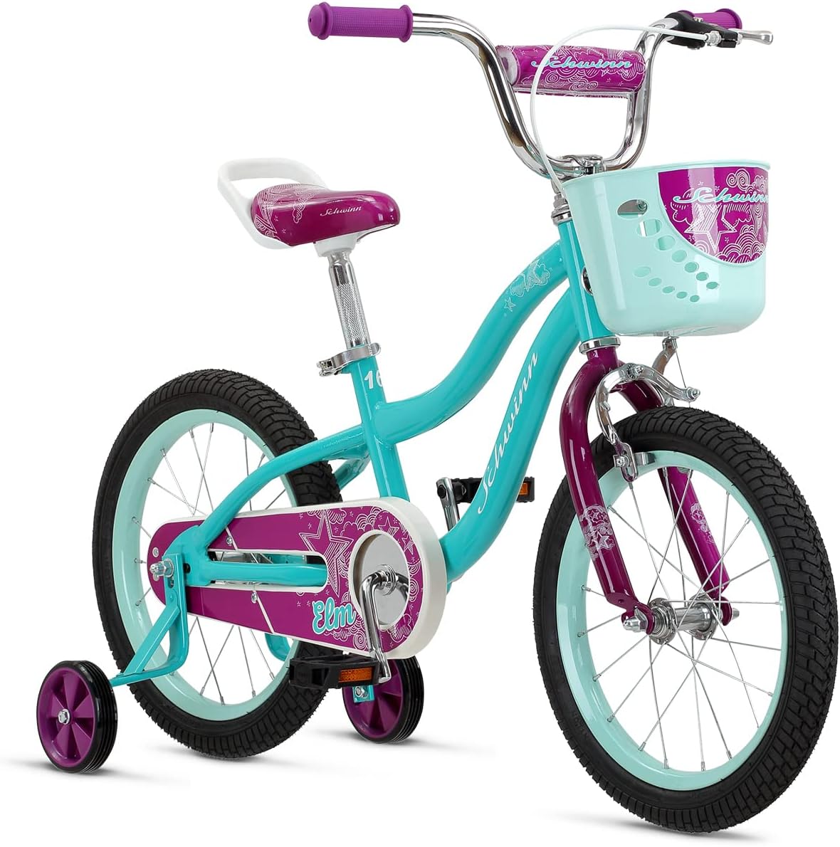 Schwinn Elm Bike, 16 Inch Bike for Kids Ages 3-7, SmartStart Ergonomic Design for Kids, Adjustable Seat Grows with your Child, Rear Coaster Brake and Front Caliper Brake, Training Bicycle