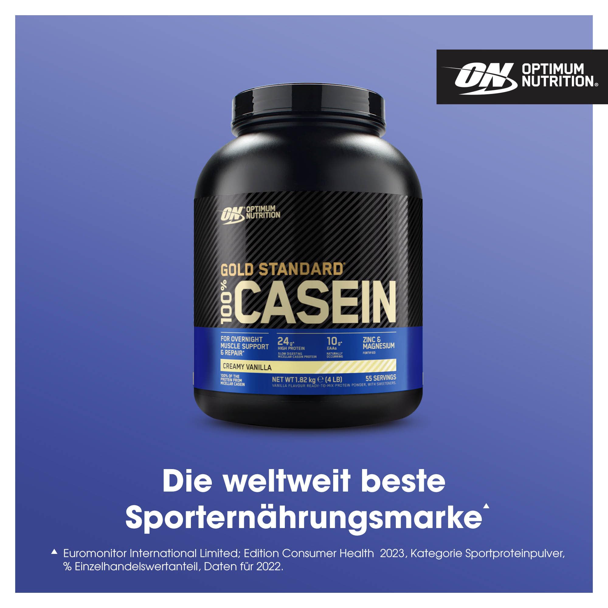 Optimum Nutrition Gold Standard 100% Casein Proteinpulver, Geschmack Creamy Vanilla, 1.82 kg, 55 Portionen