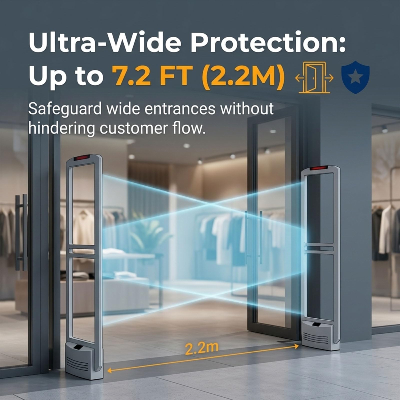 Système Anti-vol pour Magasin avec 100 Marqueurs, Portique AM 58KHz de Sécurité pour Boutique et Commerce, Alarme Sonore de Protection contre le Vol de Vêtements