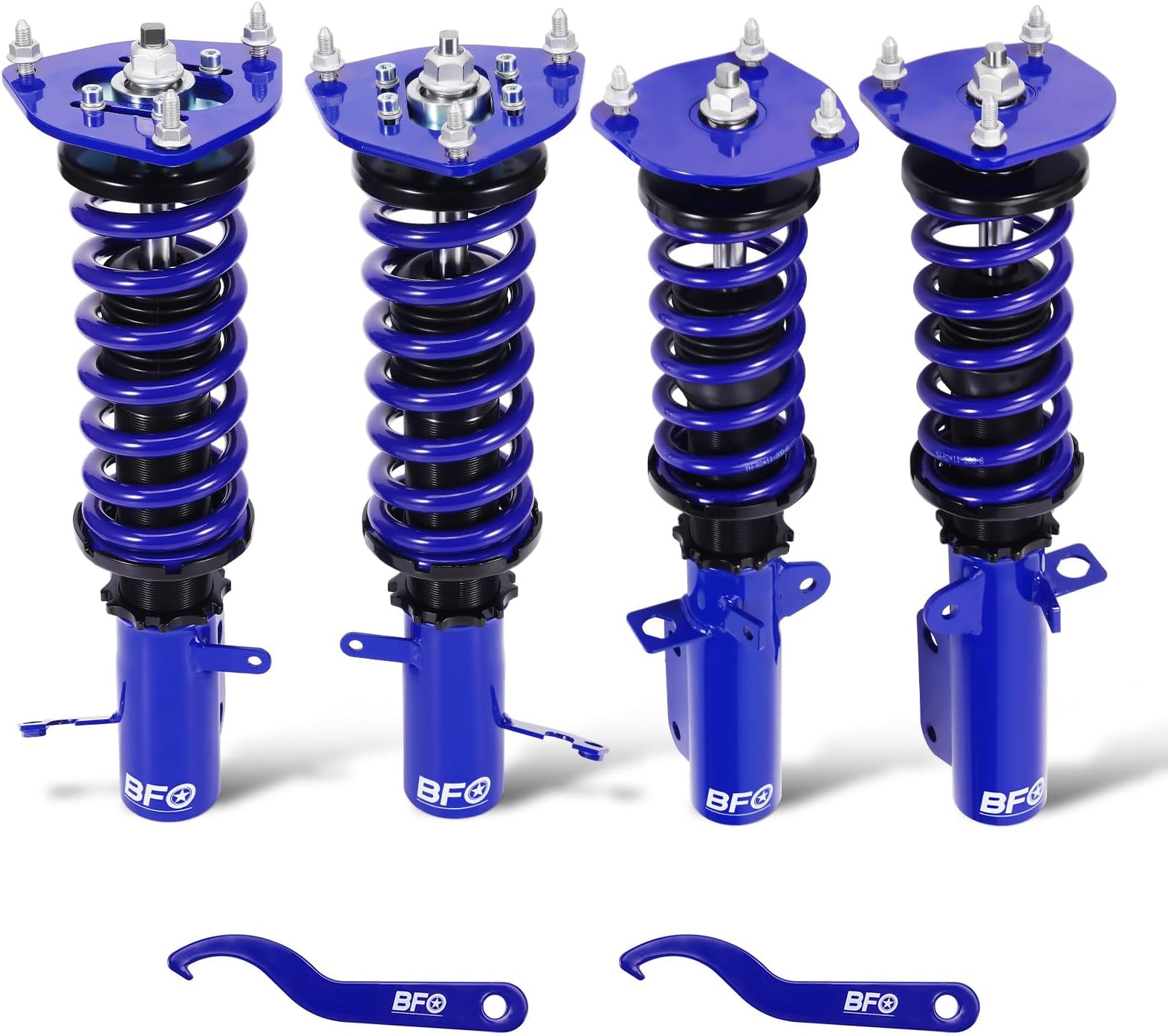 BFO Coilovers for Toyota Corolla 1987-2002 E90 E100 E110 AE92 AE101 AE11, Height Adjustable Coilovers Suspension Kit, Preset Damping Shock Absorber Struts, Lowering Kit Blue